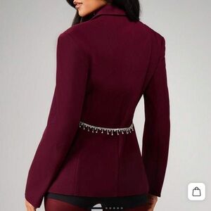 Missguided Burgundy Blazer with Waist Embellishment